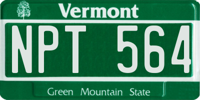 VT license plate NPT564