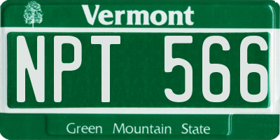 VT license plate NPT566