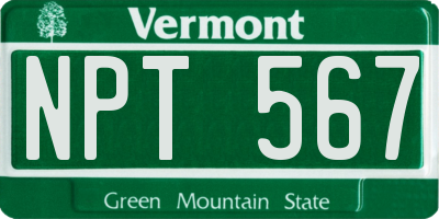 VT license plate NPT567