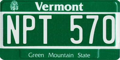VT license plate NPT570