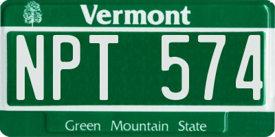 VT license plate NPT574