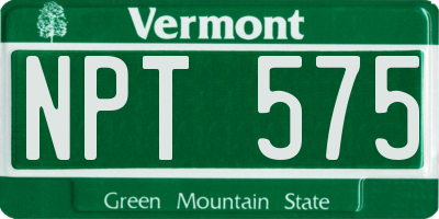 VT license plate NPT575