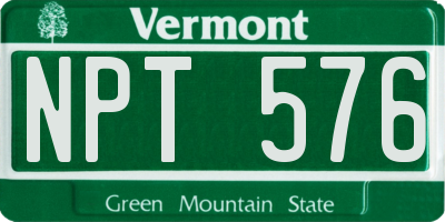 VT license plate NPT576