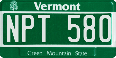 VT license plate NPT580