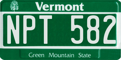 VT license plate NPT582