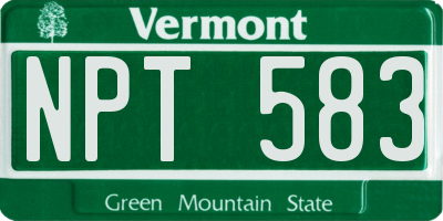 VT license plate NPT583