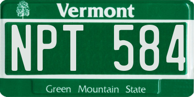 VT license plate NPT584