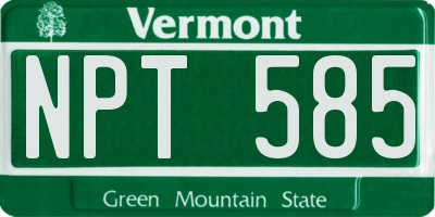 VT license plate NPT585