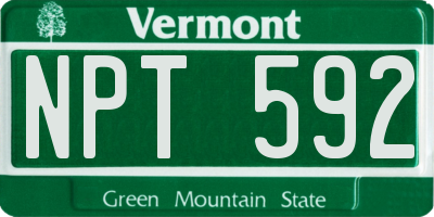 VT license plate NPT592