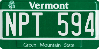 VT license plate NPT594