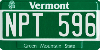 VT license plate NPT596