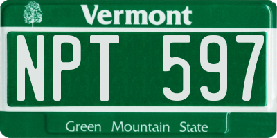 VT license plate NPT597