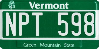 VT license plate NPT598