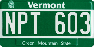 VT license plate NPT603