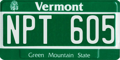 VT license plate NPT605