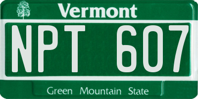 VT license plate NPT607
