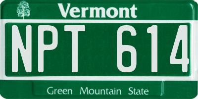 VT license plate NPT614