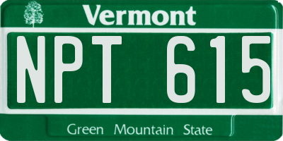 VT license plate NPT615