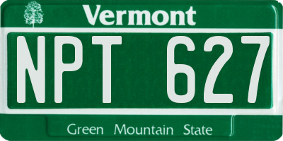 VT license plate NPT627