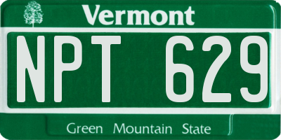 VT license plate NPT629