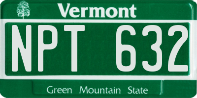 VT license plate NPT632