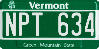 VT license plate NPT634