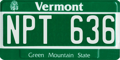 VT license plate NPT636