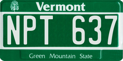 VT license plate NPT637