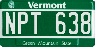VT license plate NPT638