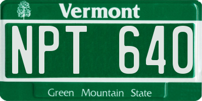 VT license plate NPT640