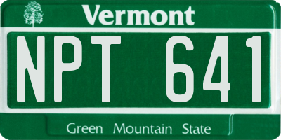 VT license plate NPT641