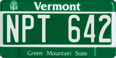 VT license plate NPT642