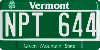 VT license plate NPT644