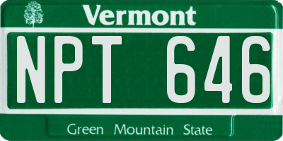 VT license plate NPT646