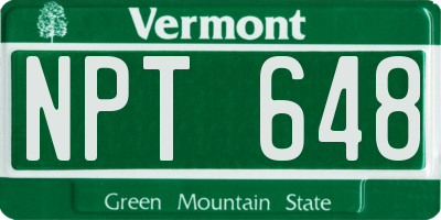VT license plate NPT648