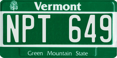 VT license plate NPT649