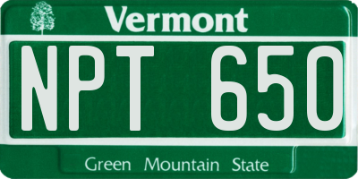 VT license plate NPT650