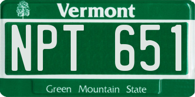 VT license plate NPT651