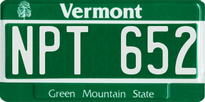 VT license plate NPT652