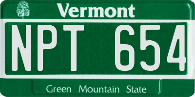VT license plate NPT654