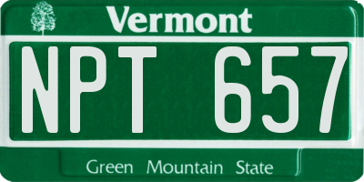 VT license plate NPT657