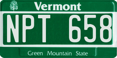 VT license plate NPT658