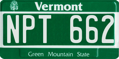 VT license plate NPT662