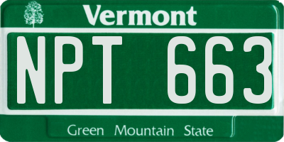 VT license plate NPT663