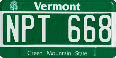 VT license plate NPT668