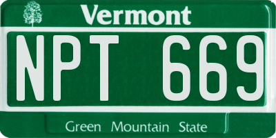 VT license plate NPT669