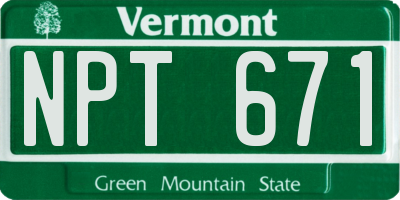 VT license plate NPT671
