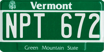 VT license plate NPT672