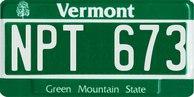 VT license plate NPT673