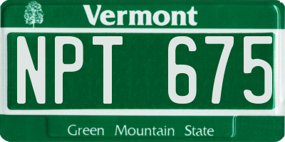 VT license plate NPT675